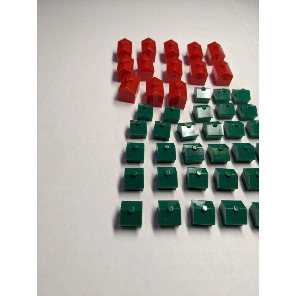 Lot Of (46) Red And Green Monopoly House And Hotel Pieces